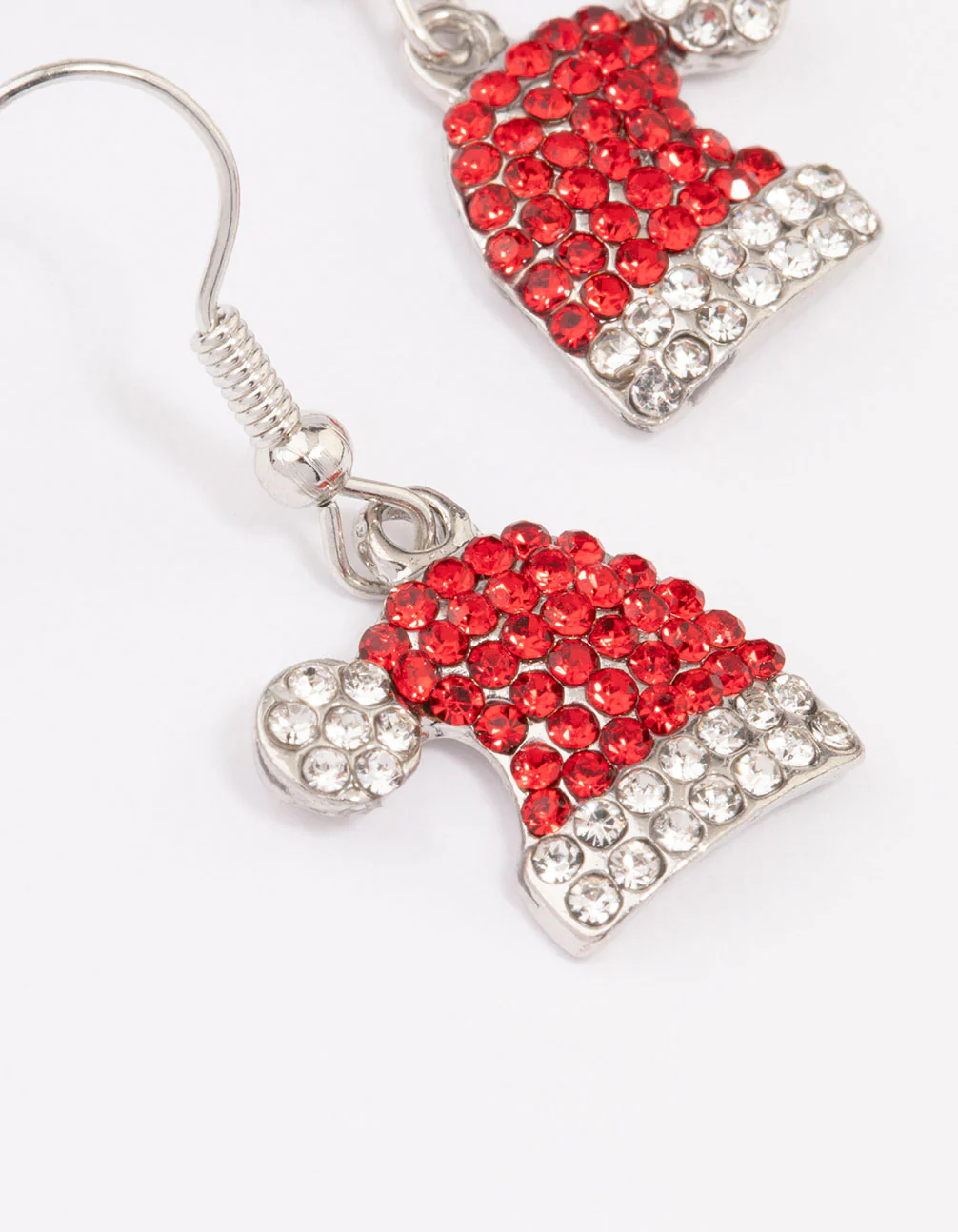 Silver Red Diamante Santa Hat Earrings - Image 2