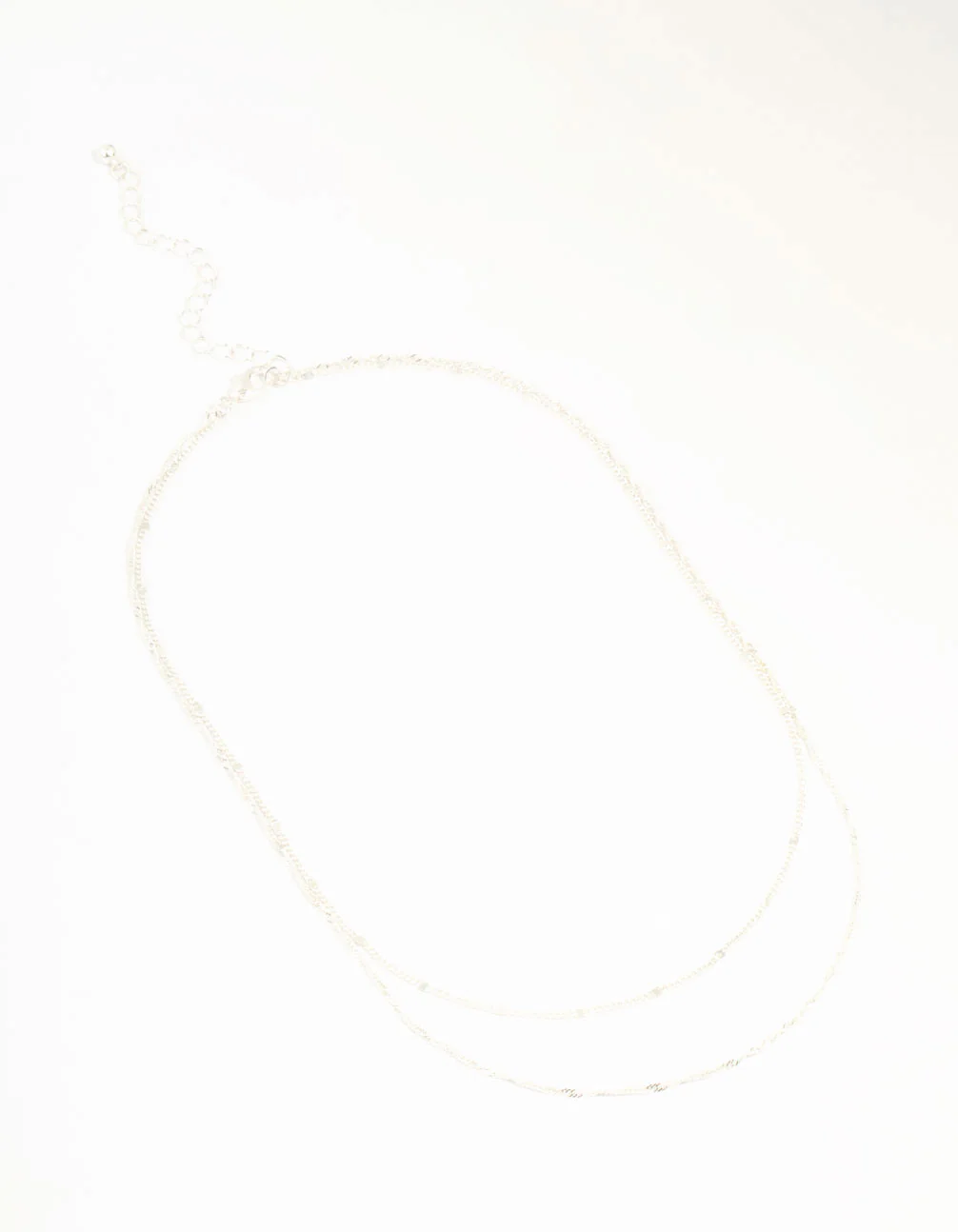 Silver Rope Layered Chain Necklace - Image 2