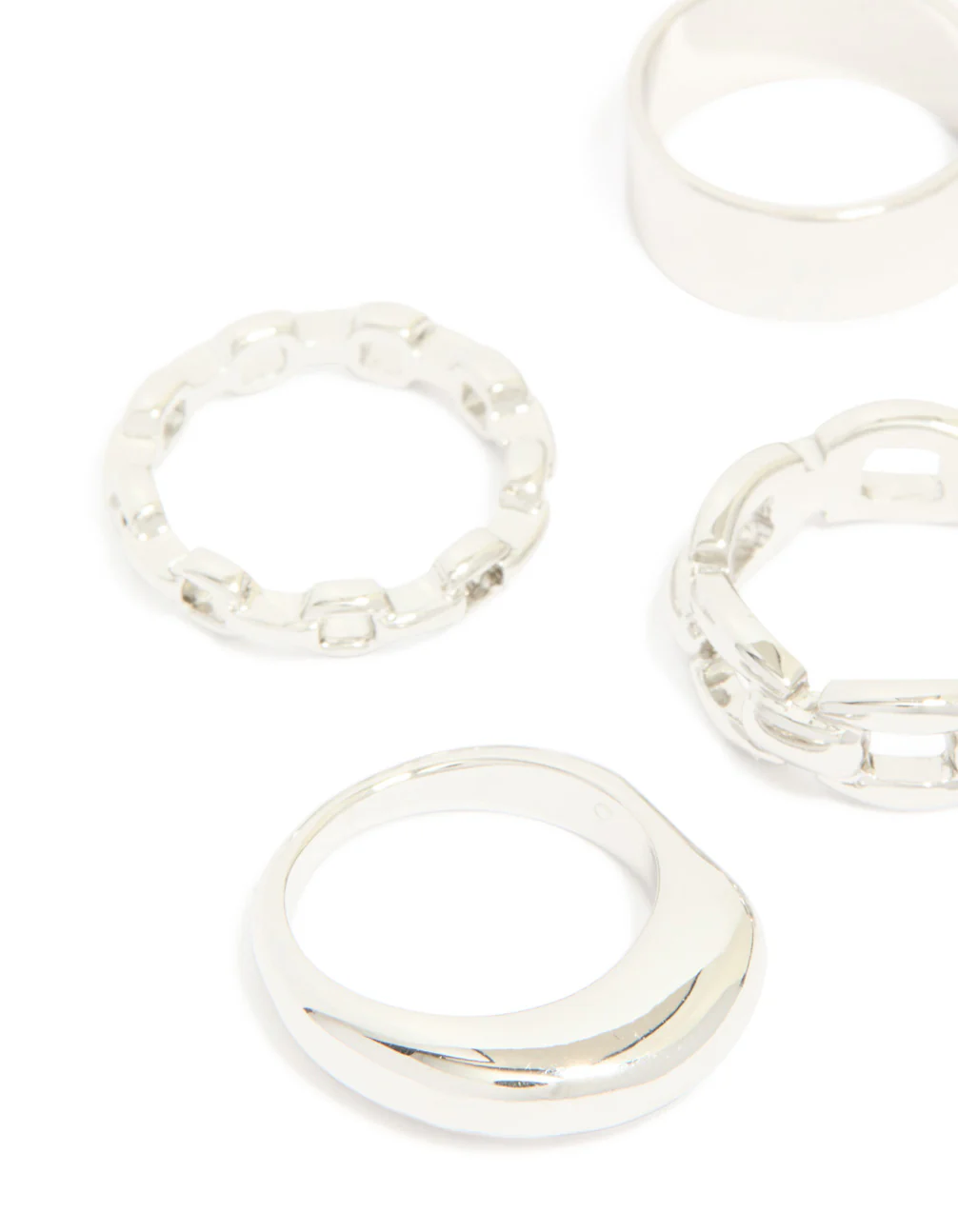 Silver Smooth & Chain Rings 6-Pack - Image 2