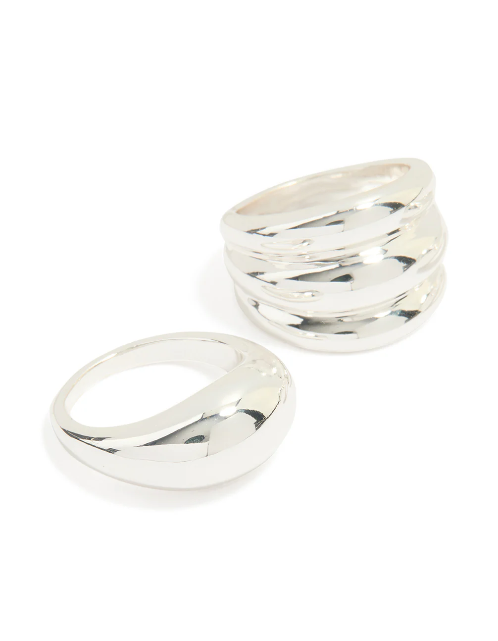 Silver Smooth Organic Chunky Rings 3-Pack - Image 2