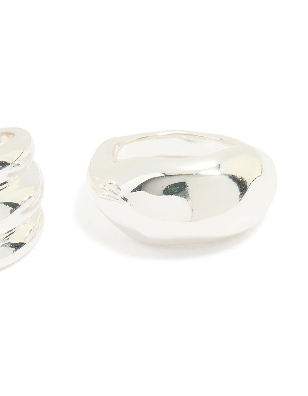 Silver Smooth Organic Chunky Rings 3-Pack - Image 3