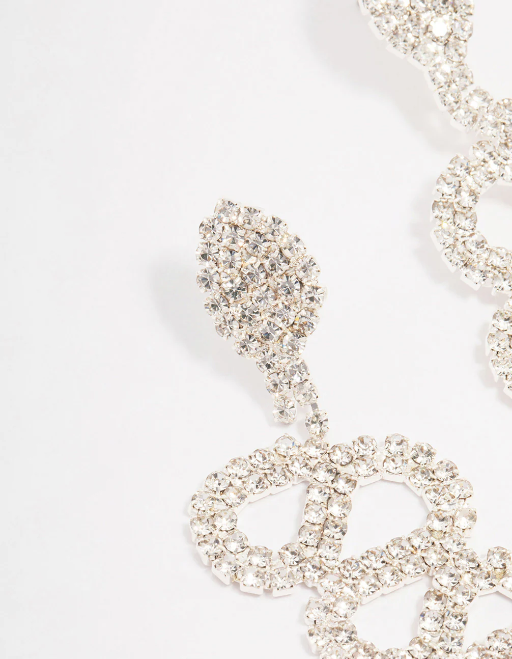 Silver Snake Diamante Swirl Drop Earrings - Image 2