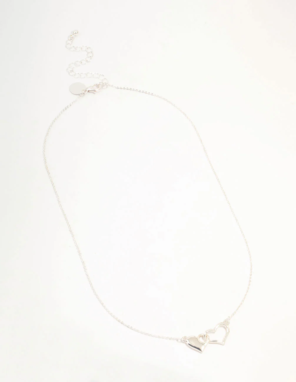Silver Linked Solid Heart Necklace - Image 2