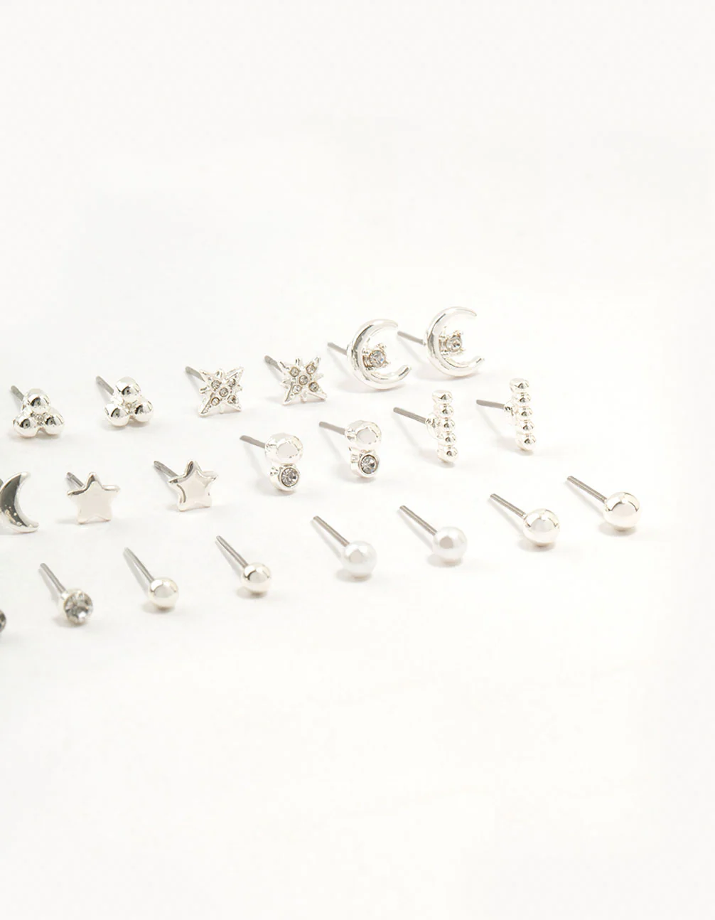 Silver Star & Moon Stud Earrings 12-Pack - Image 3