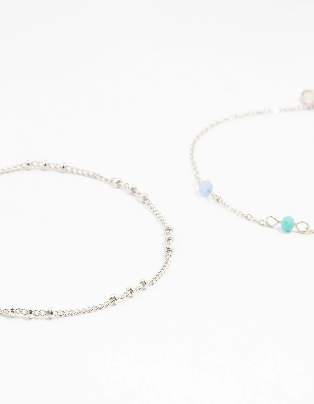 Silver Station Facet Beaded Anklets 2-Pack - Image 2