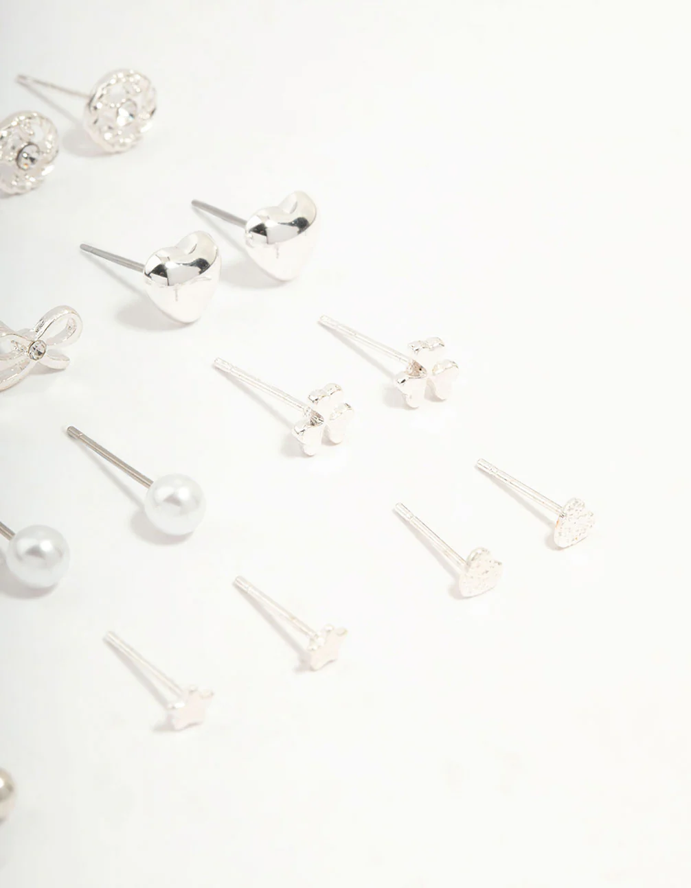 Silver Butterfly & Mixed Style Stud Earrings 12-Pack - Image 3