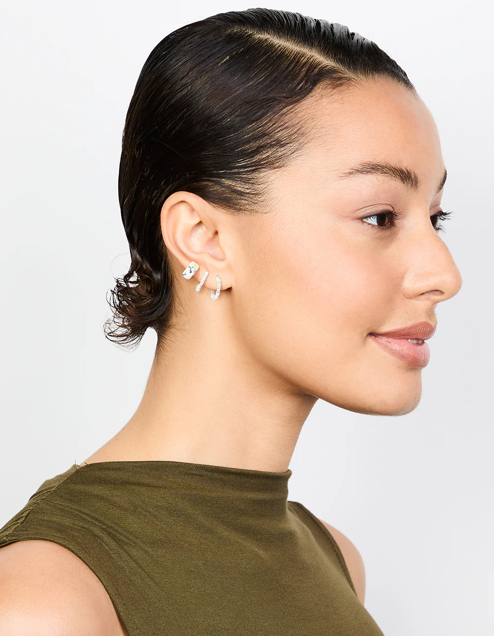 Silver Textured Huggie Earrings 3-Pack - Image 3