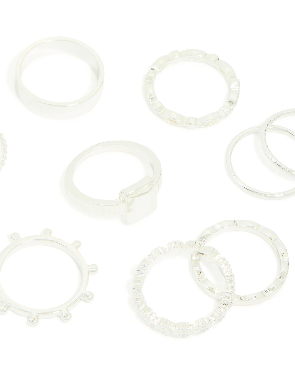 Silver Textured Signet Rings 10-Pack - Image 2