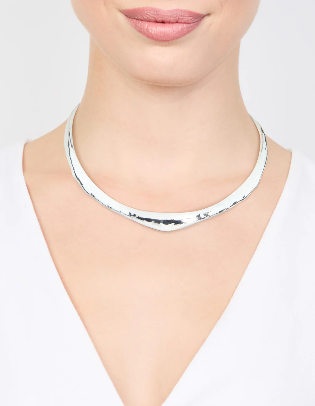 Silver Thin Choker Necklace - Image 2