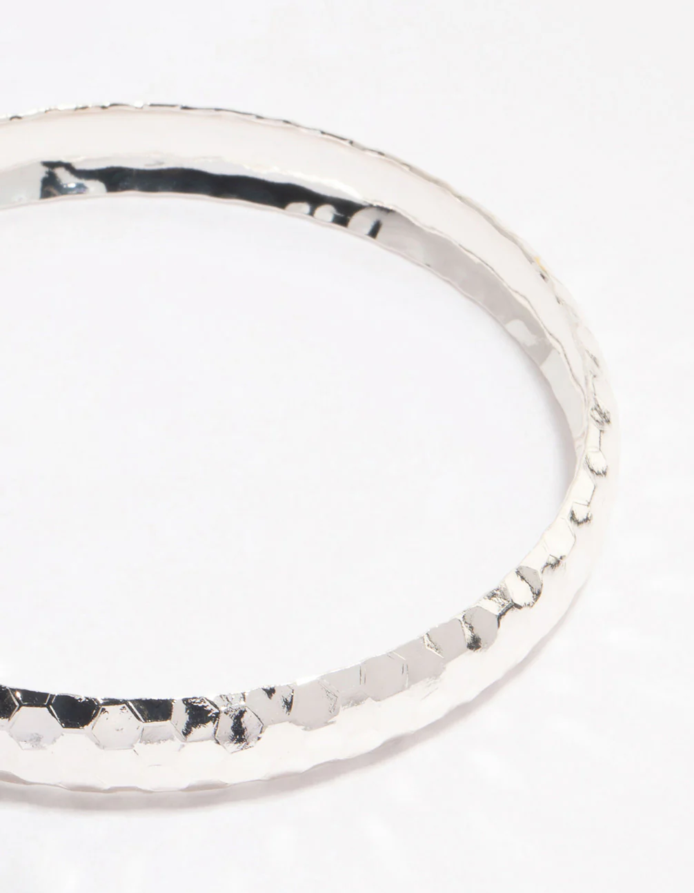 Silver Thin Hammered Bangle - Image 2