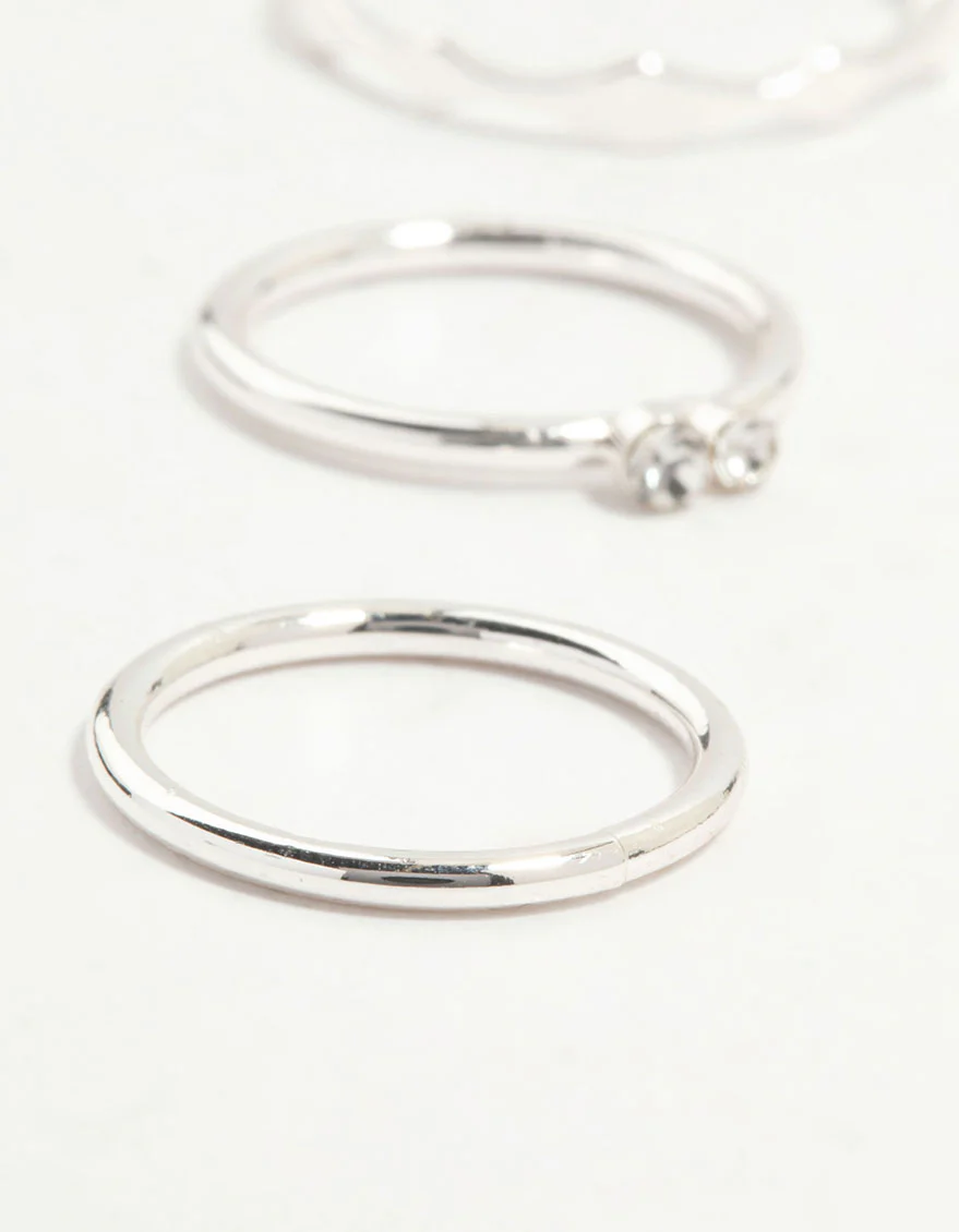 Silver Thin Mixed Stacking Rings 8-Pack - Image 2