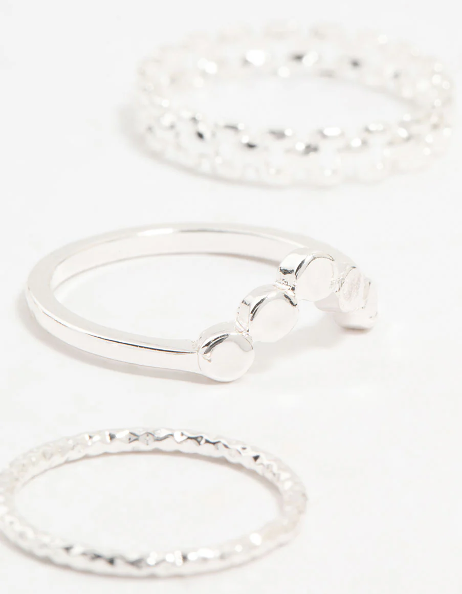 Silver Thin Mixed Stacking Rings 8-Pack - Image 3