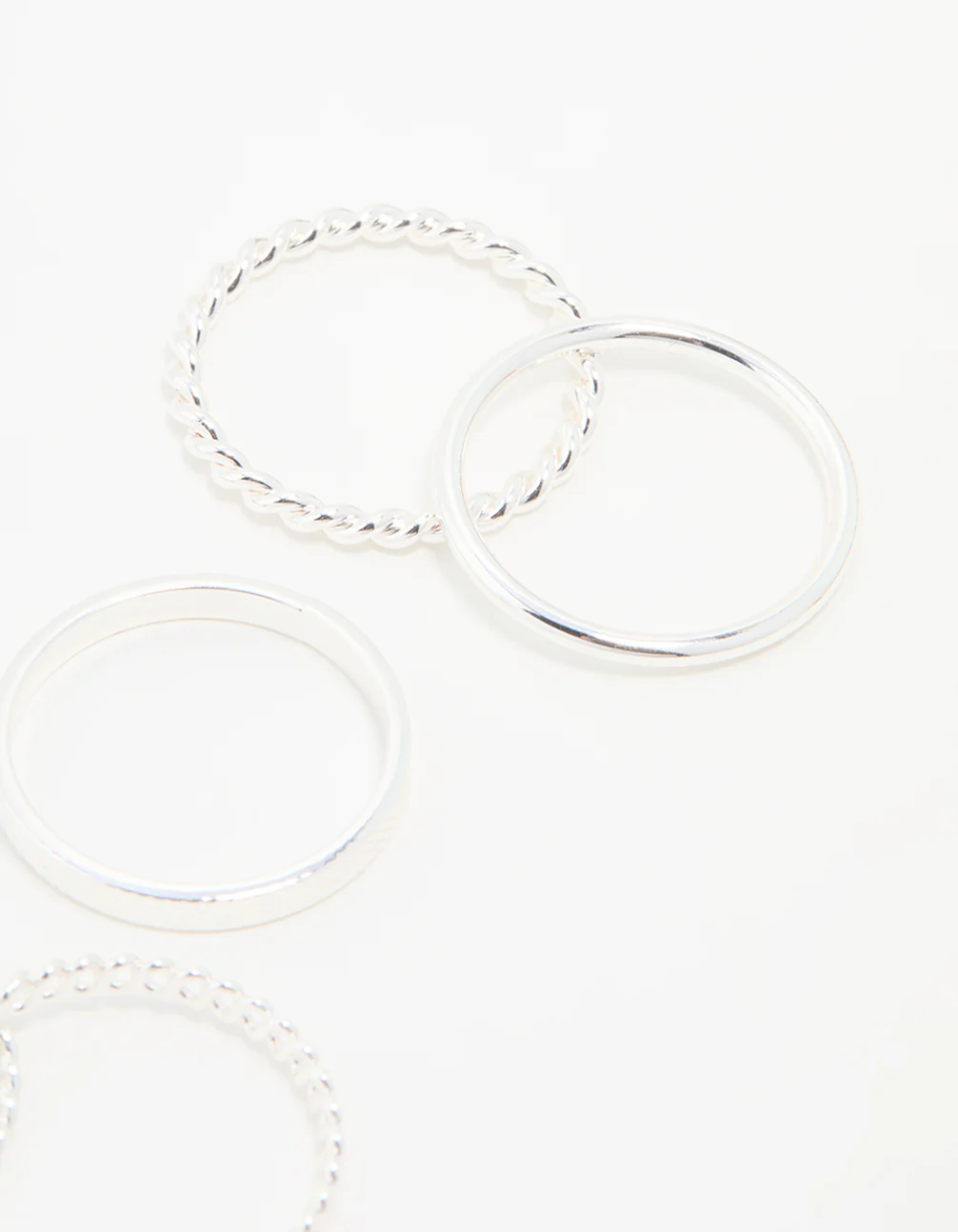 Silver Thin Twisted Stacking Rings 6-Pack - Image 2