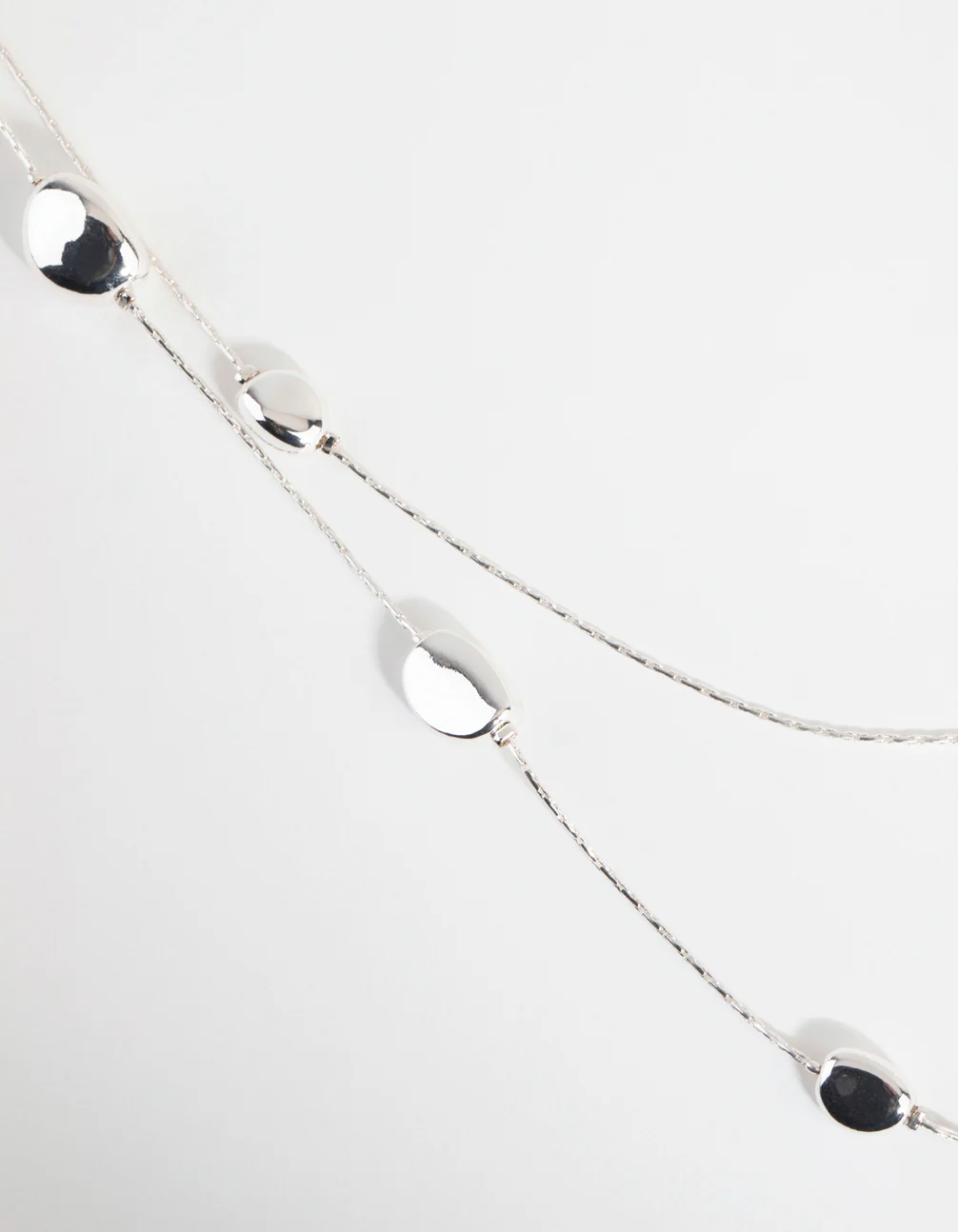 Silver Long Layered Station Necklace - Image 3