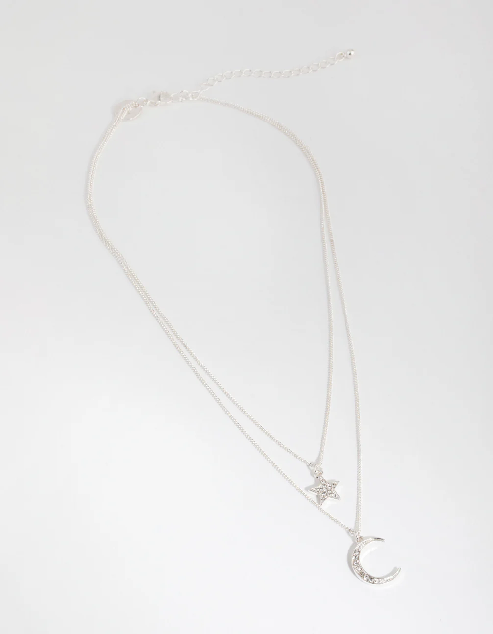 Silver Diamante Moon & Star Necklace - Image 2