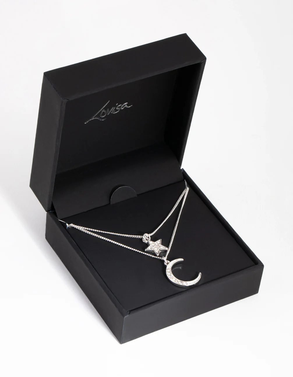 Silver Diamante Moon & Star Necklace - Image 3