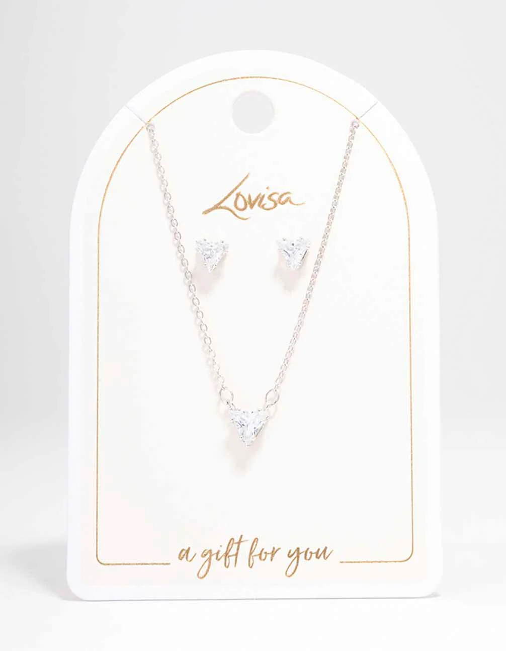 Silver Triangular Diamante Necklace & Earring Jewellery Set - Image 3