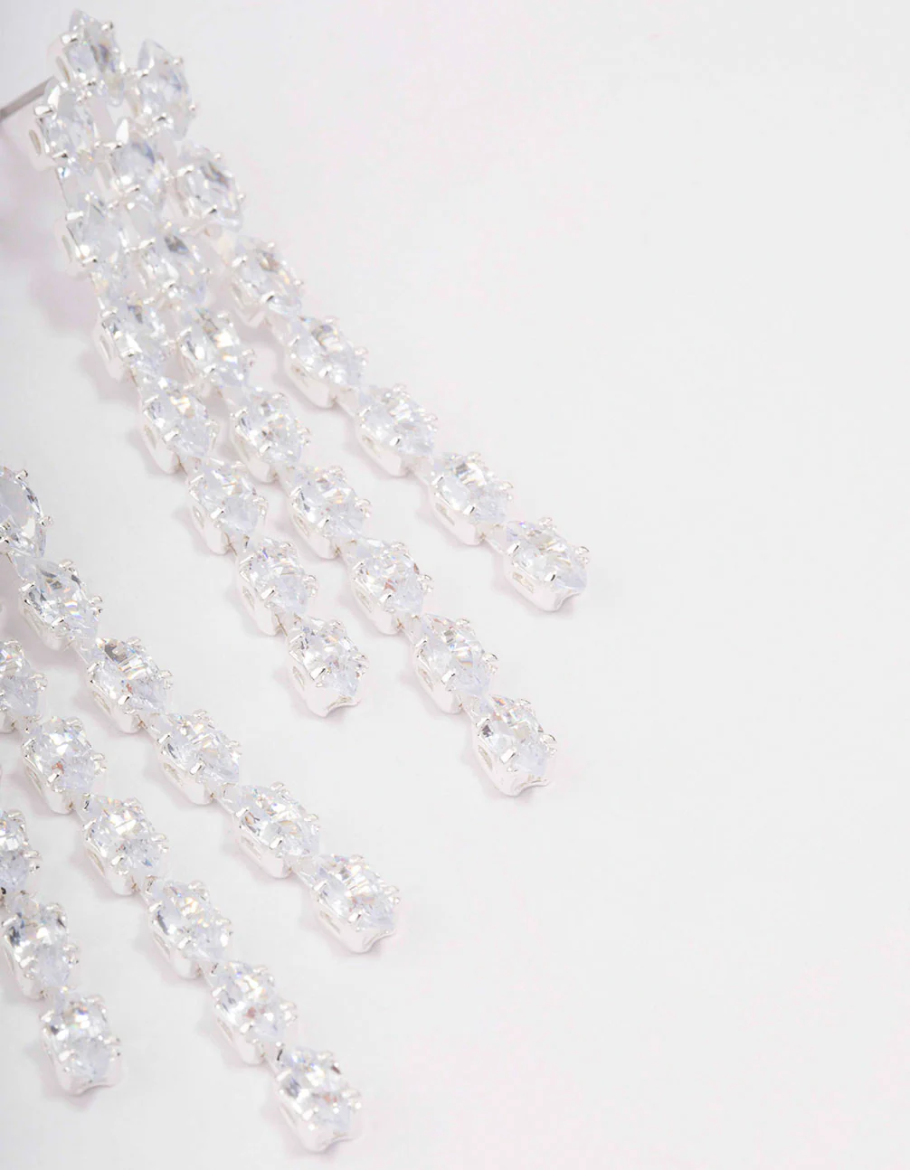 Silver Cubic Zirconia Cup Chain Drop Earrings - Image 3