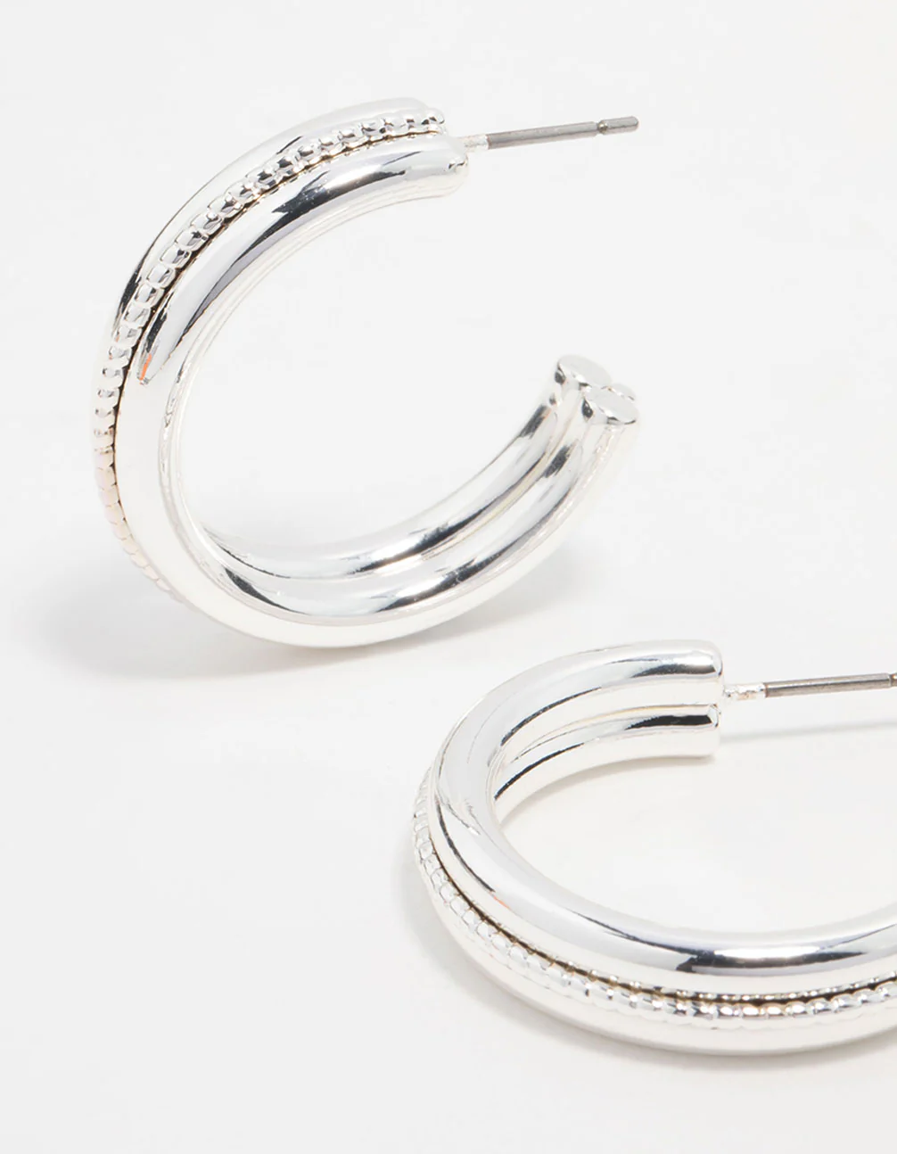 Silver Twisted Centre Hoop Earrings - Image 2
