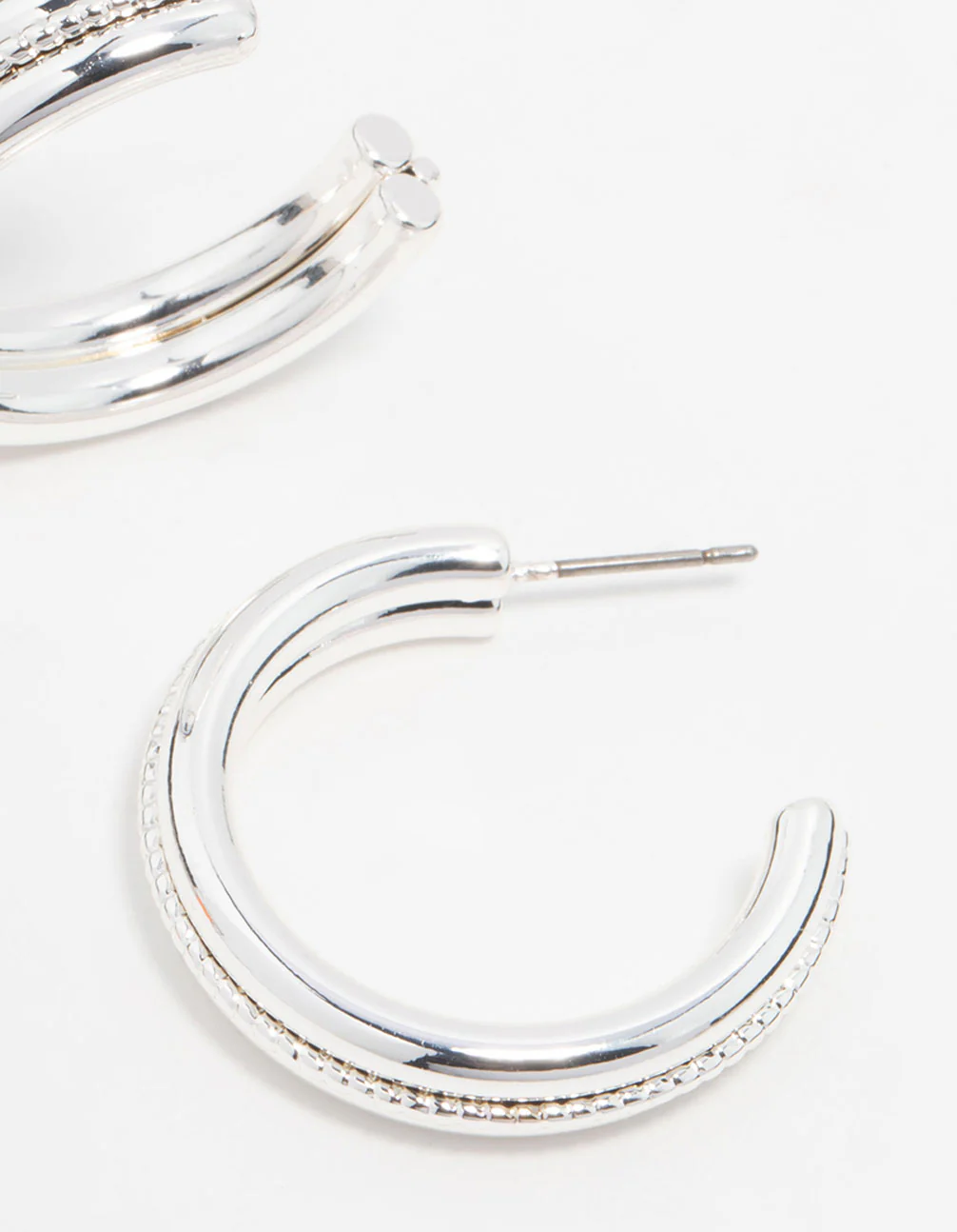 Silver Twisted Centre Hoop Earrings - Image 3