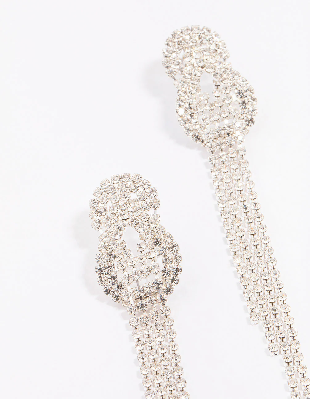 Silver Twisted Cup Chain Drop Earrings - Image 2