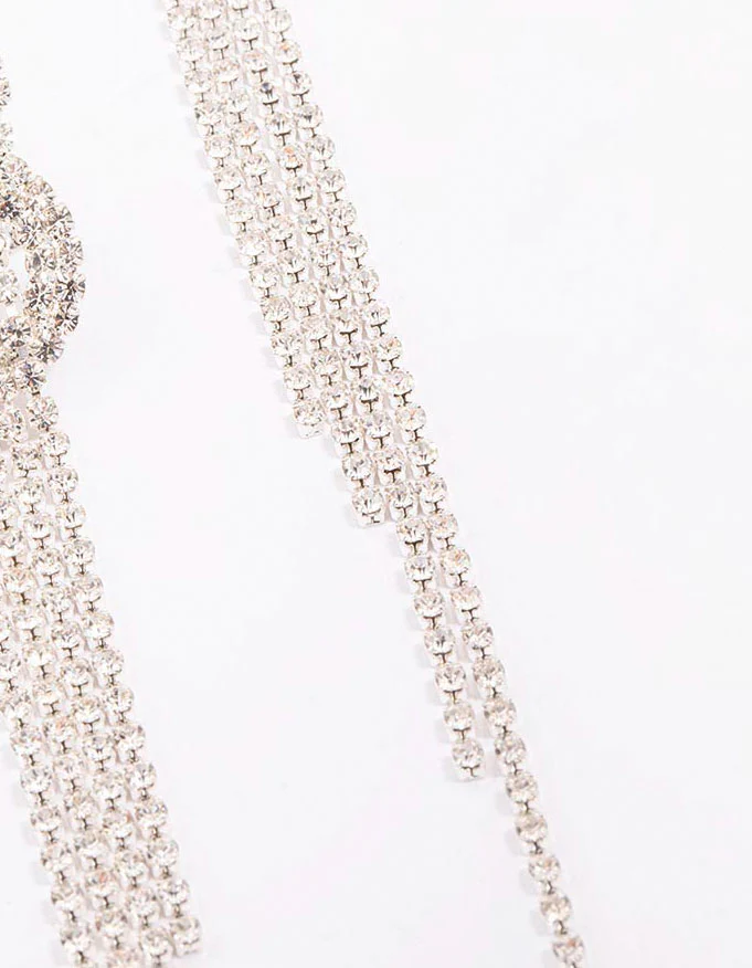 Silver Twisted Cup Chain Drop Earrings - Image 3