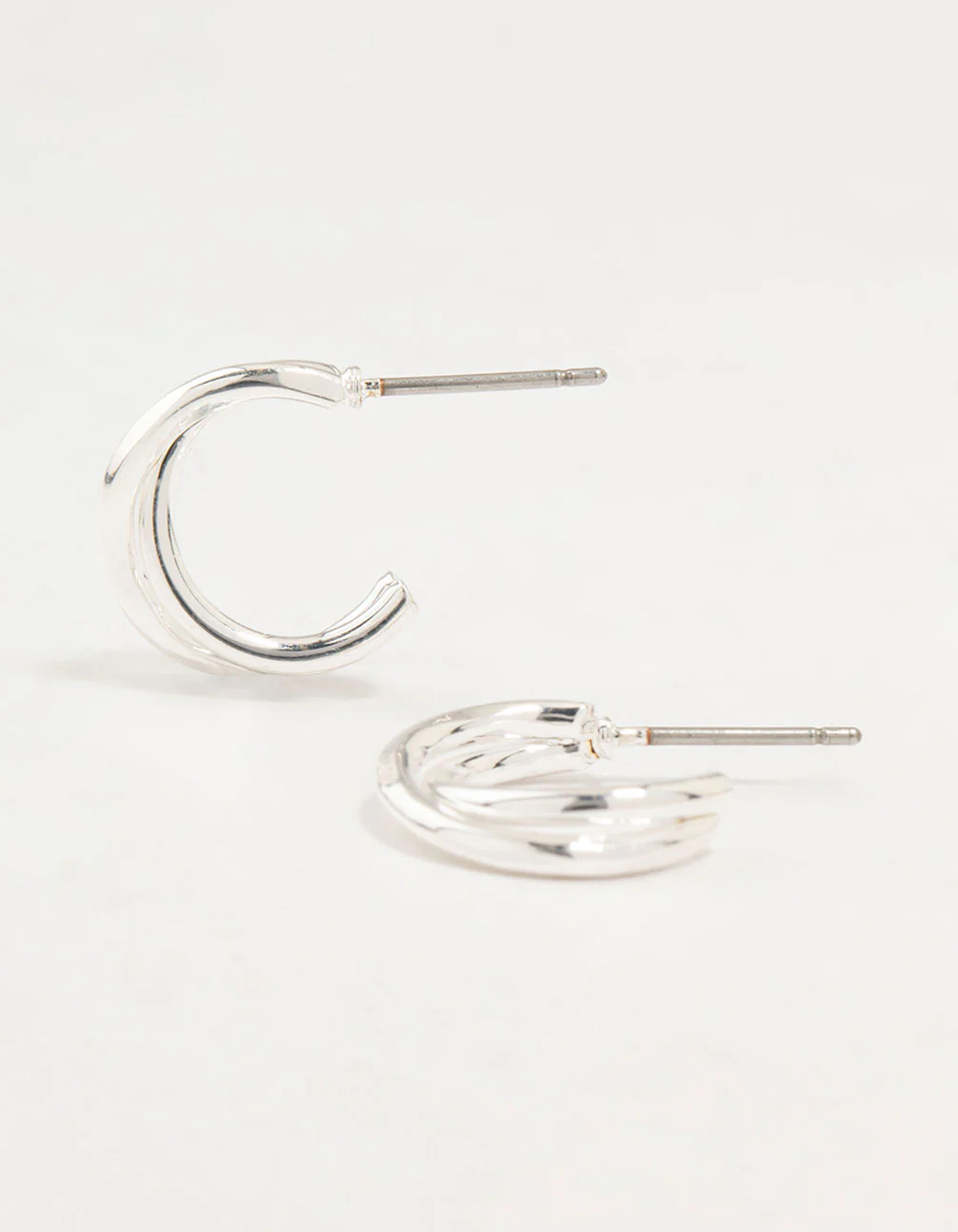 Silver Twisted Double Rope Huggie Earrings
