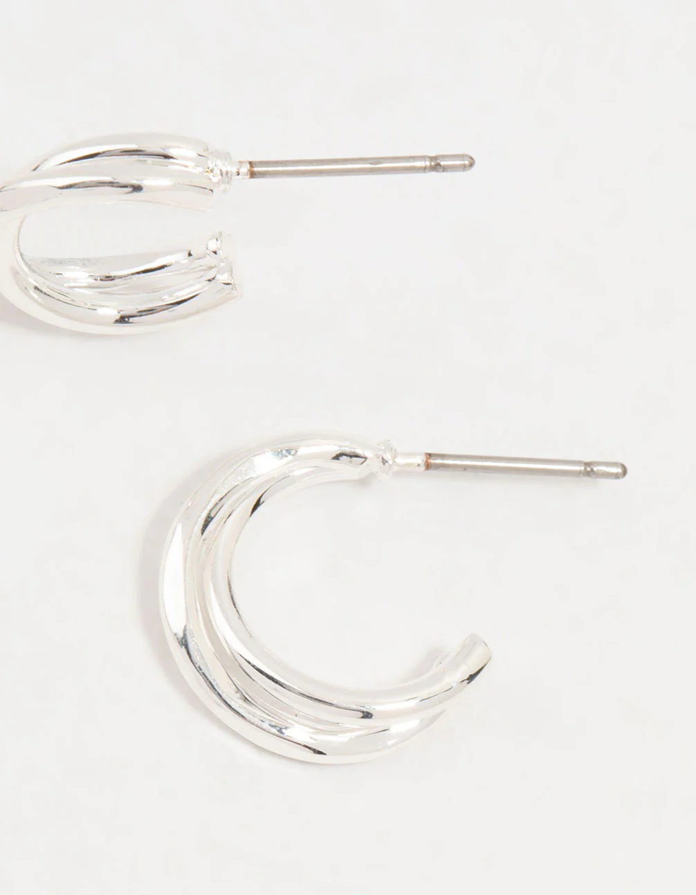 Silver Twisted Double Rope Huggie Earrings - Image 5