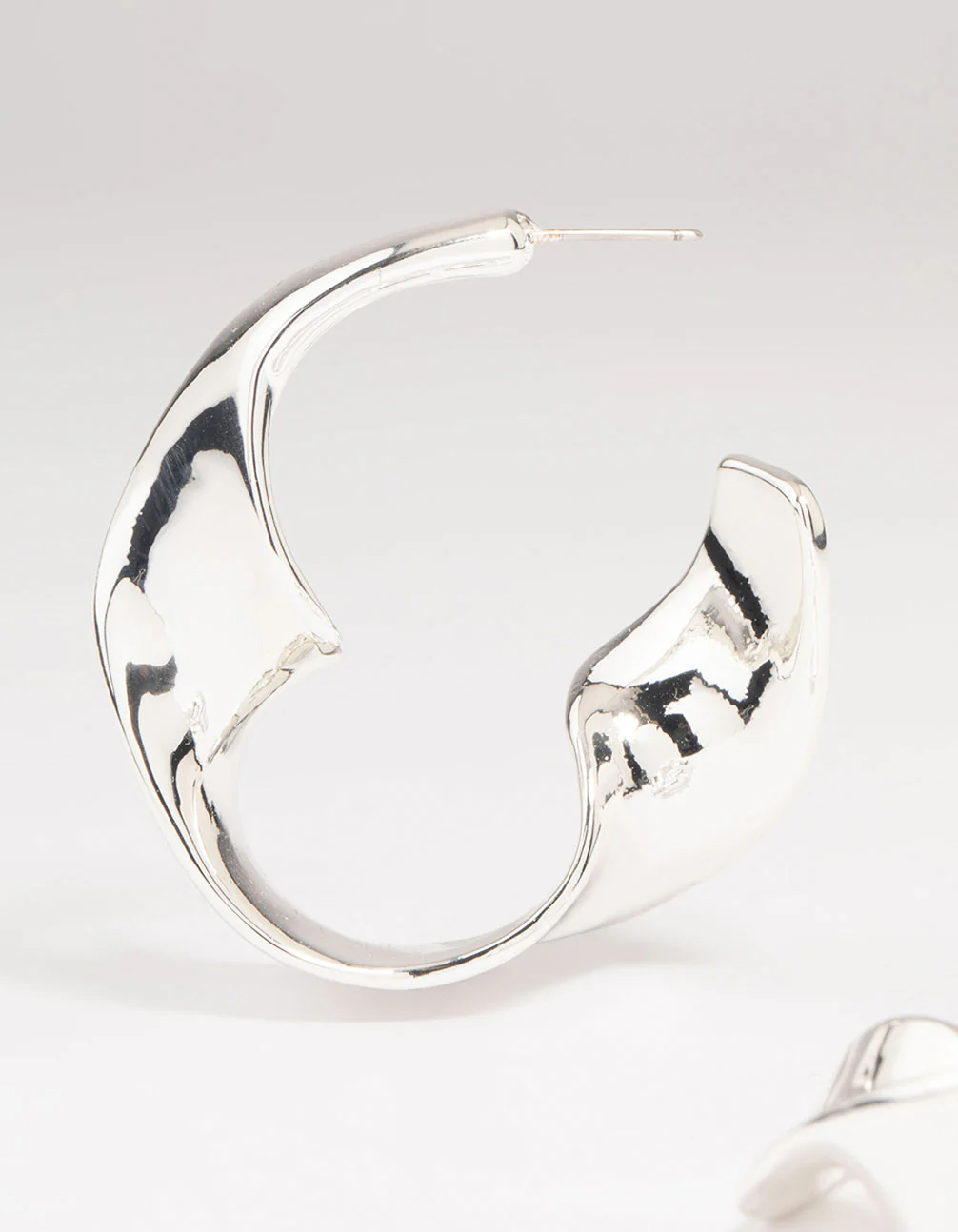Silver Twisted Hoop Large Earrings - Image 4
