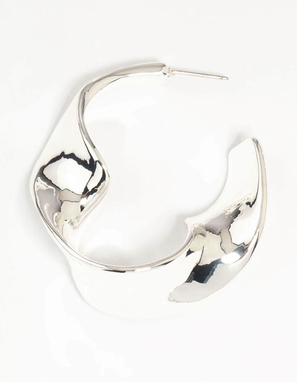 Silver Twisted Hoop Large Earrings - Image 5