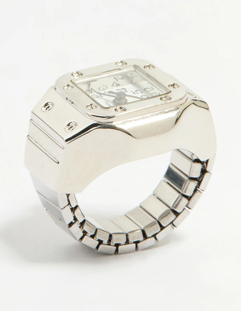 Silver Vintage Rectangle Watch Ring - Image 2