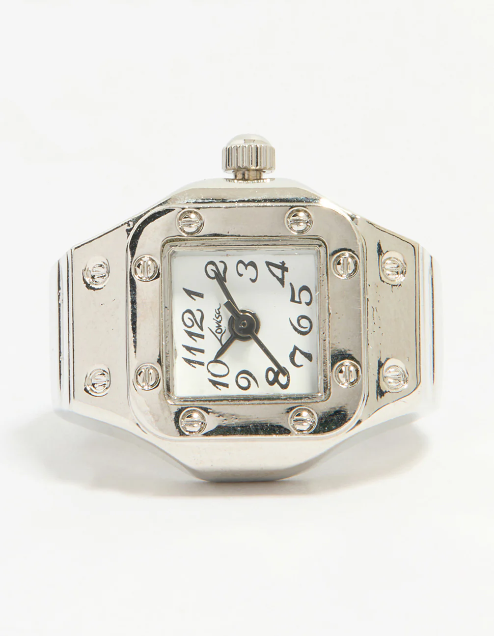 Silver Vintage Rectangle Watch Ring - Image 3