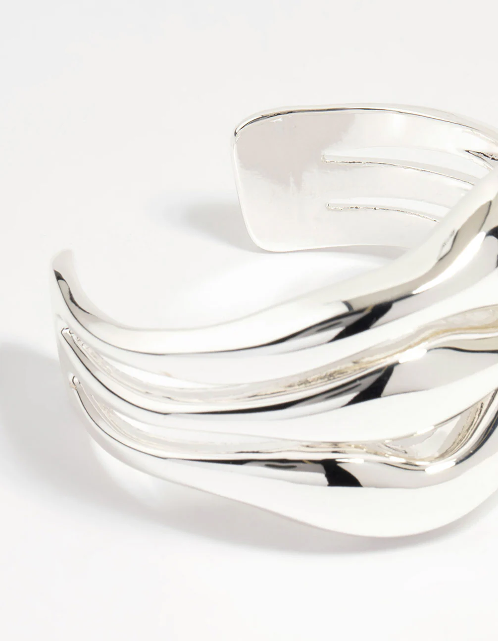 Silver Wave Triple Row Wrist Cuff - Image 3