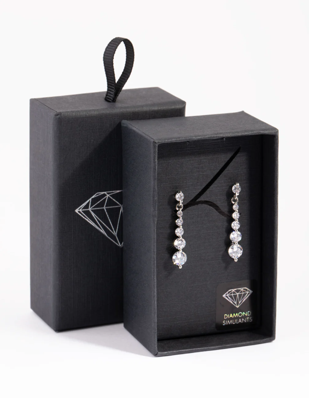 Small Graduated Crystal Drop Earrings - Image 5