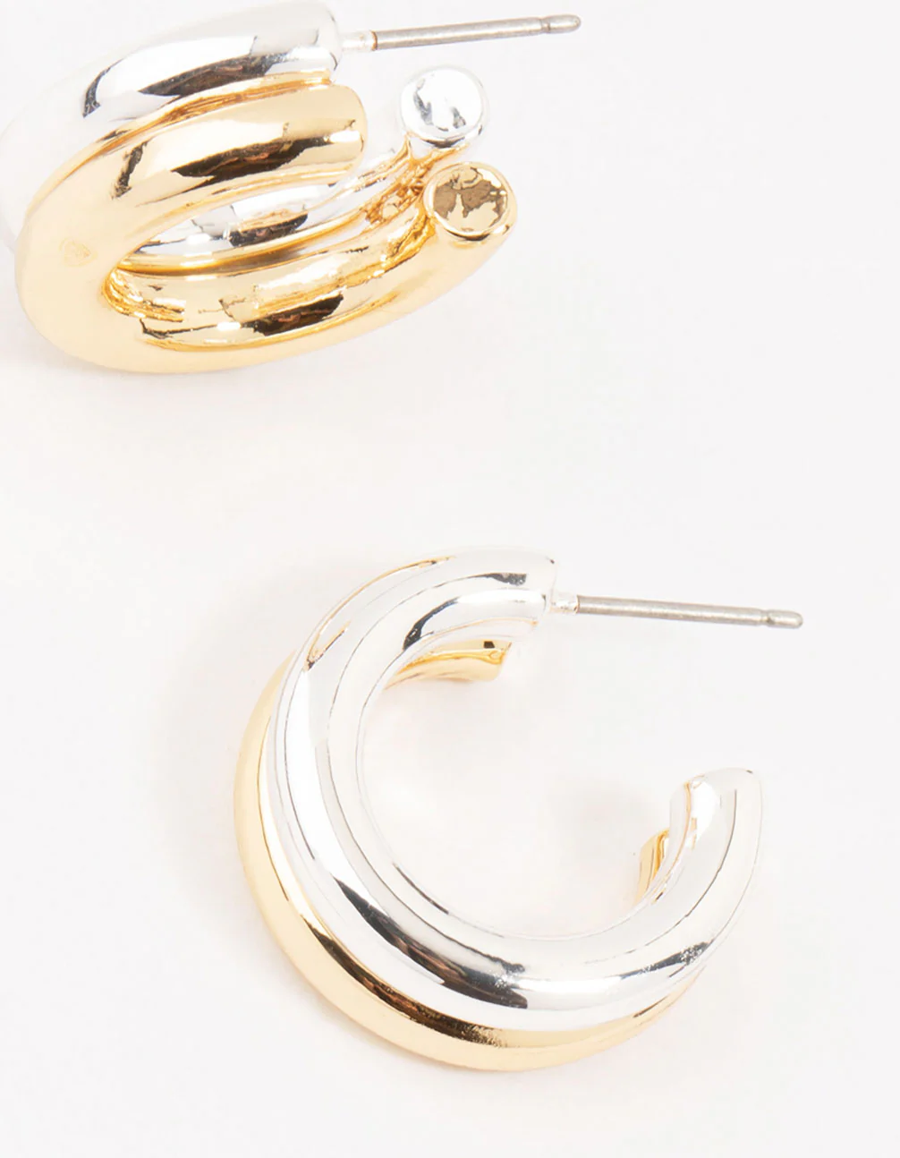 Small Mixed Metals Double Hoop Earrings - Image 3