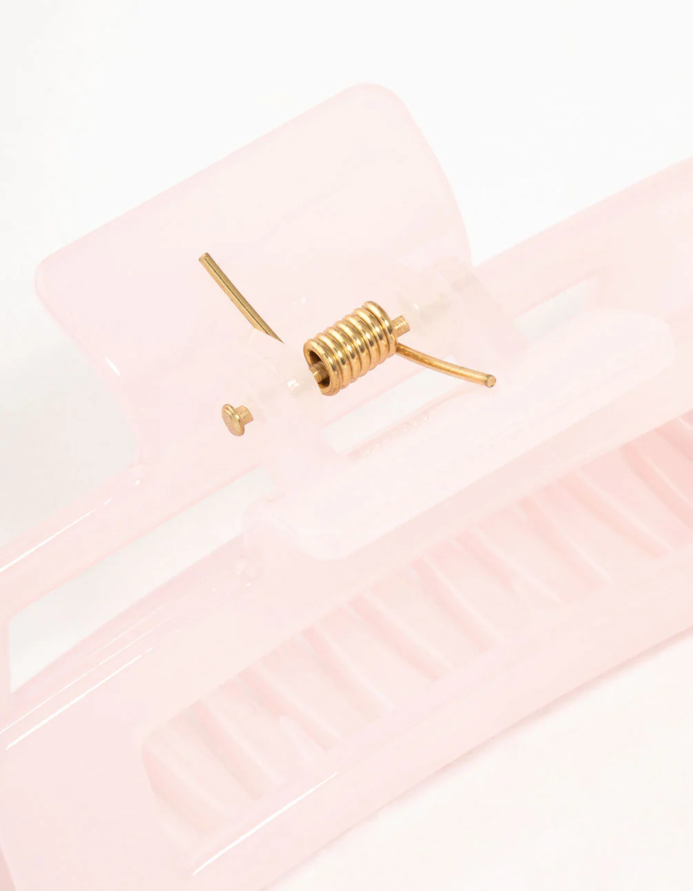 Small Shiny Pink Coated Claw Clip - Image 3