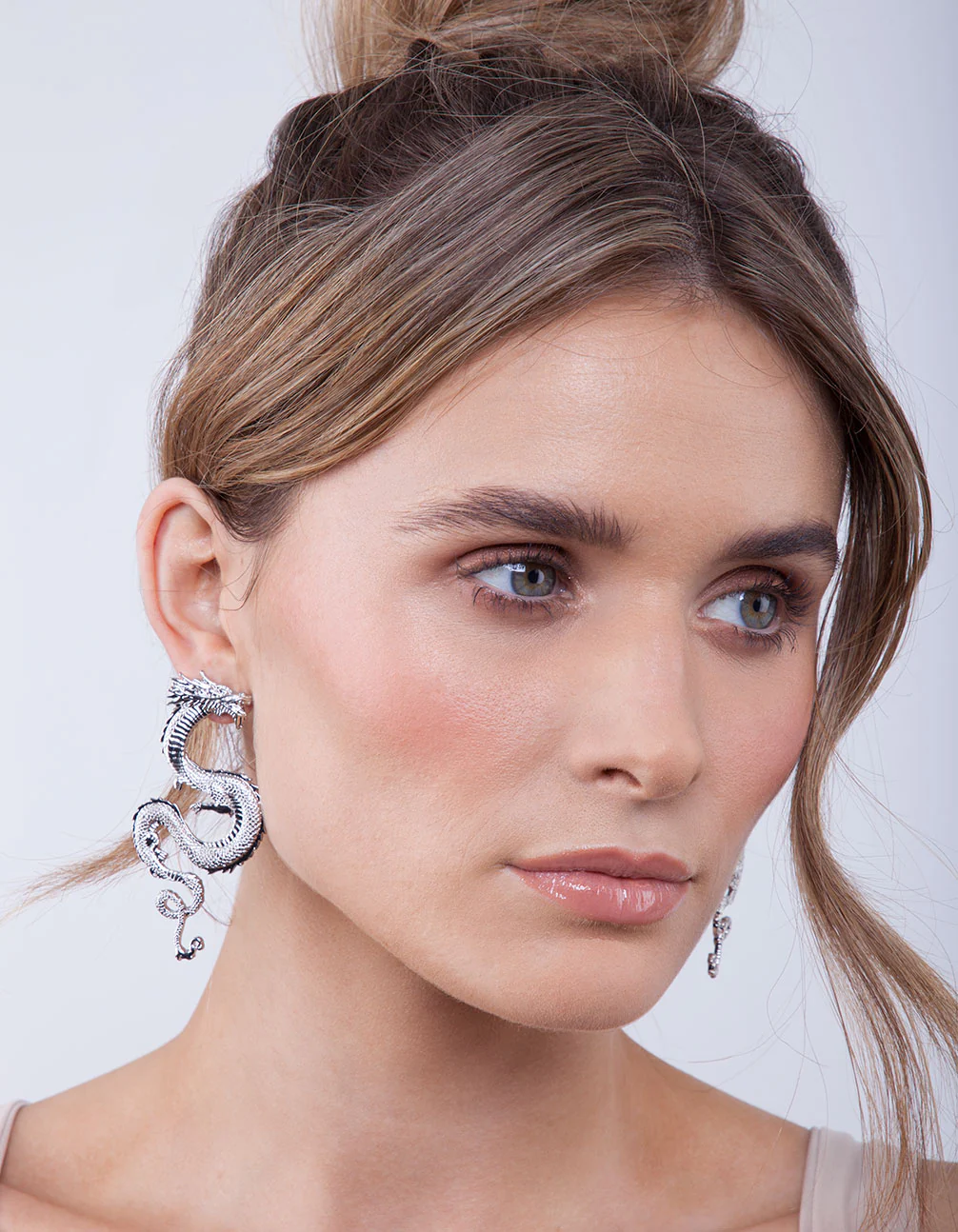 Silver Statement Dragon Earrings - Image 2