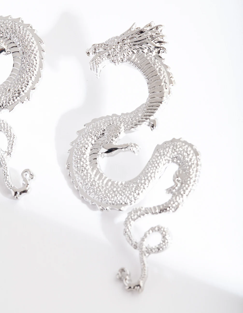 Silver Statement Dragon Earrings - Image 4