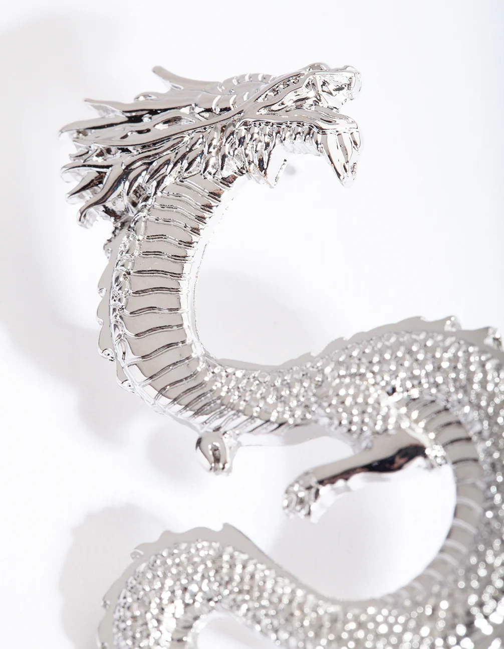 Silver Statement Dragon Earrings - Image 5
