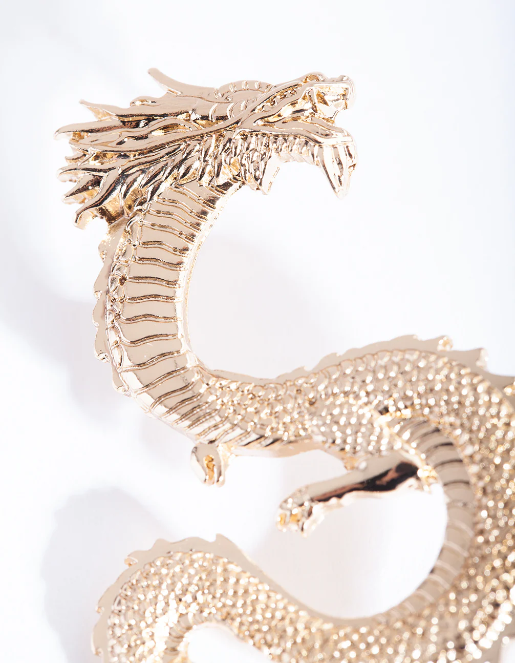 Gold Large Swirl Dragon Earrings - Image 3