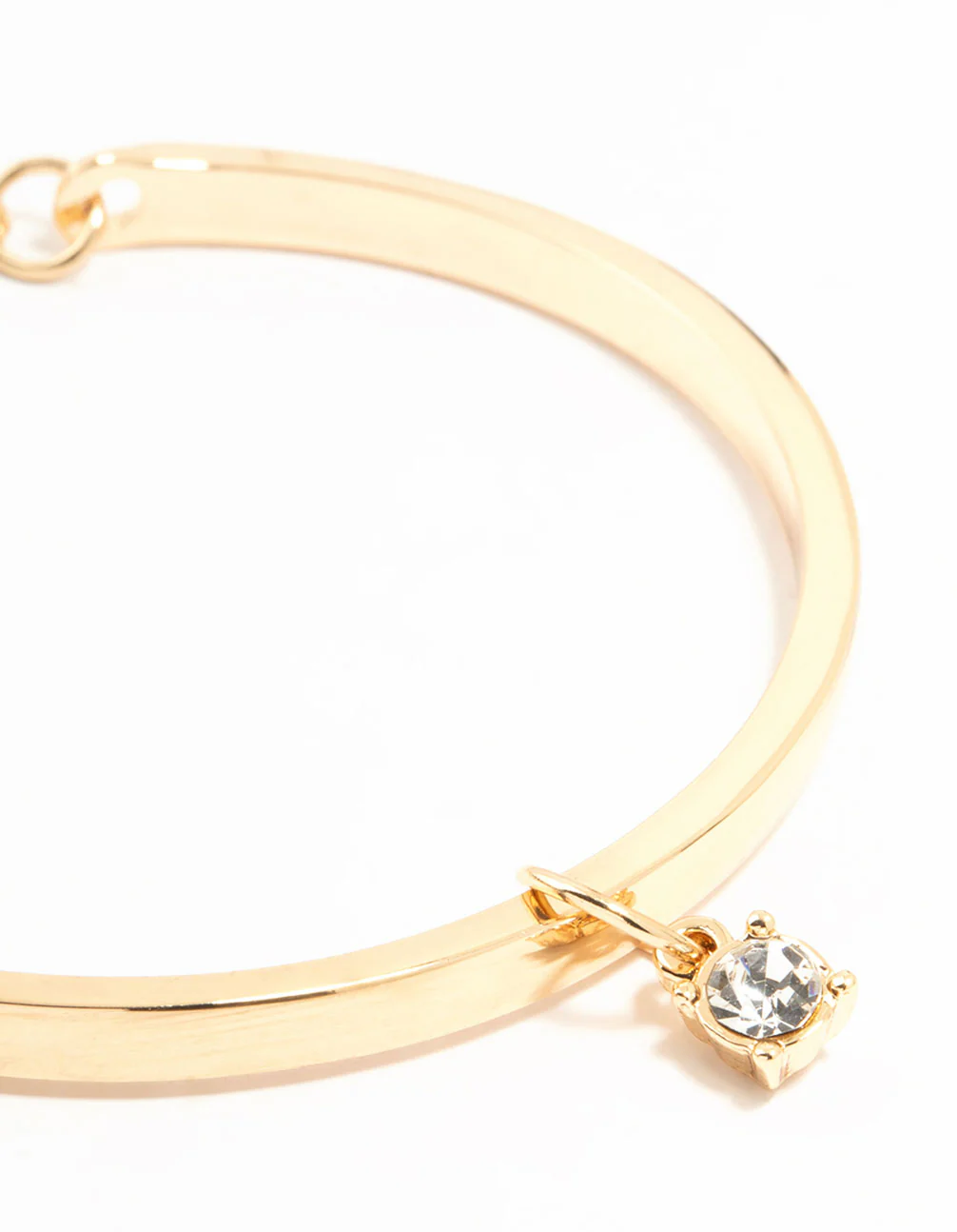 Gold Solitaire Diamante Gold Toggle Bracelet - Image 2
