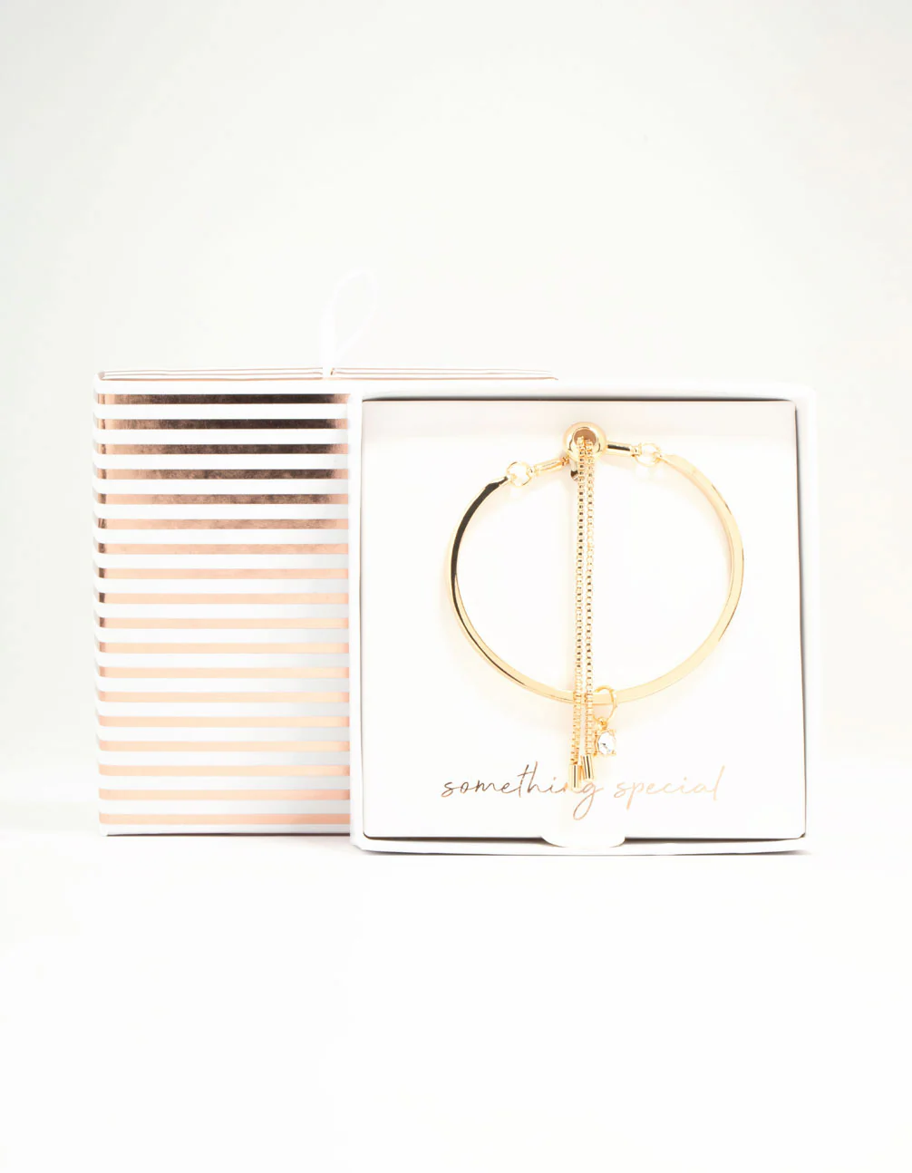 Gold Solitaire Diamante Gold Toggle Bracelet - Image 3