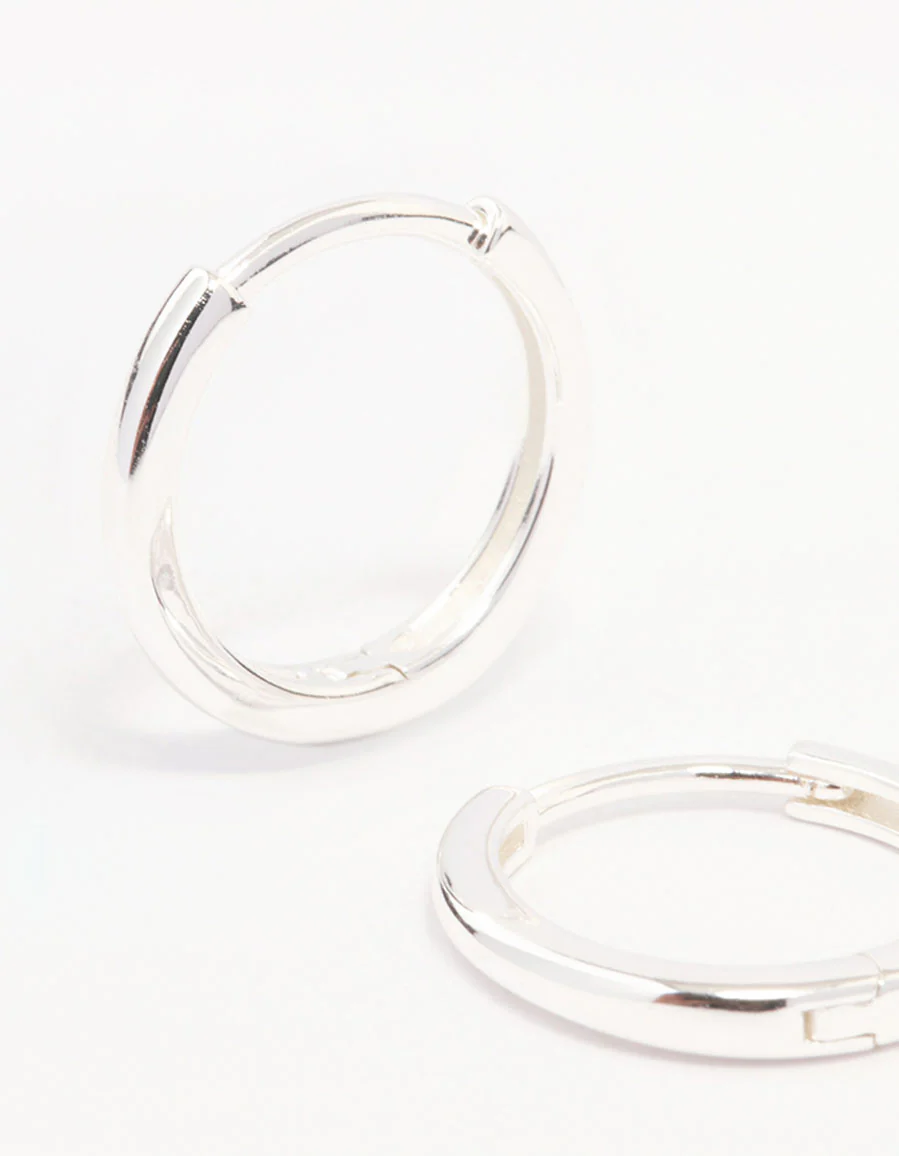 Sterling Silver Huggie Earrings 14mm - Image 3