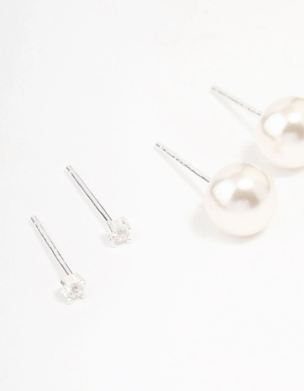 Sterling Silver Pearl & Cubic Zirconia Earring Pack - Image 3
