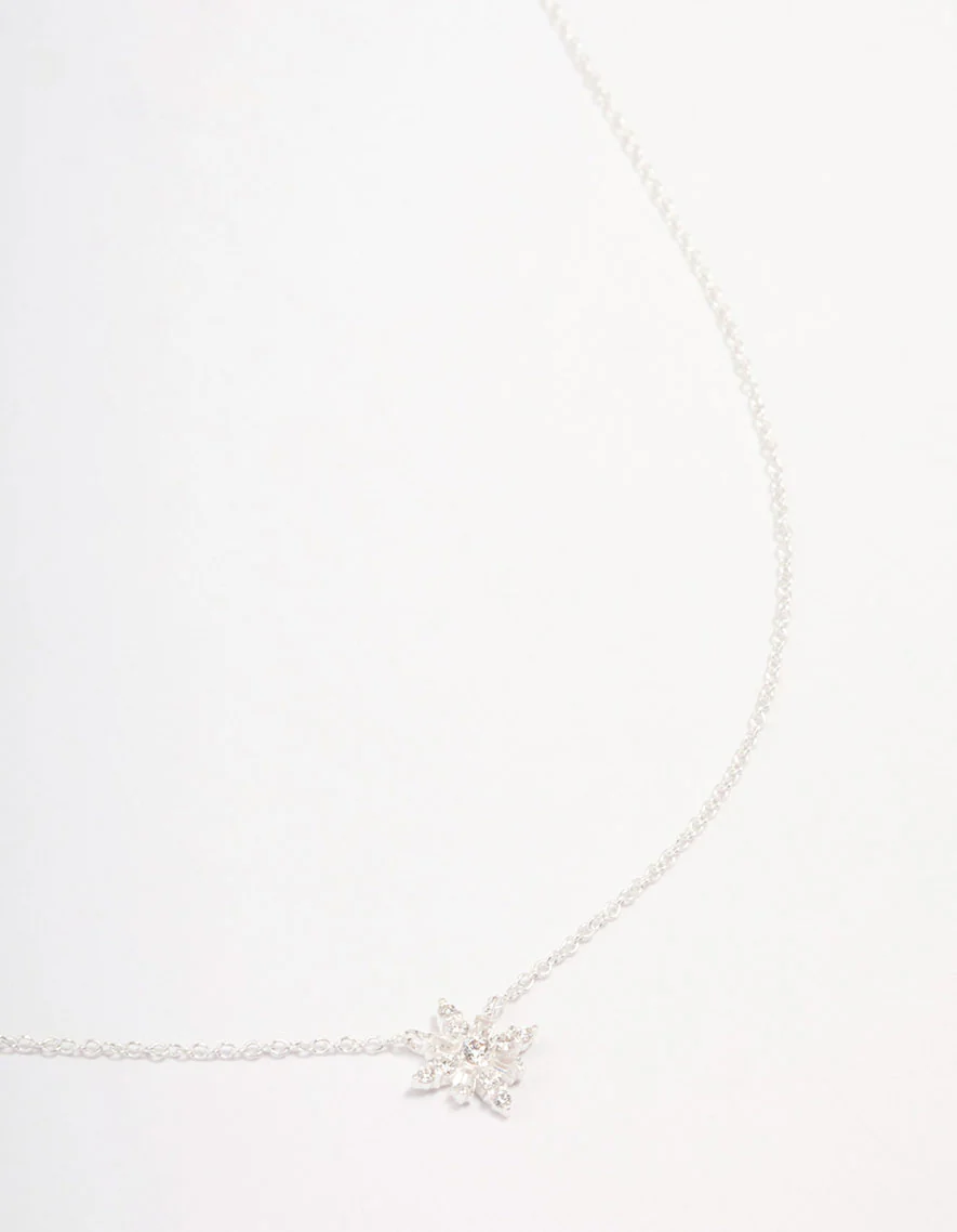 Sterling Silver Cubic Zirconia Starburst Pendant Necklace