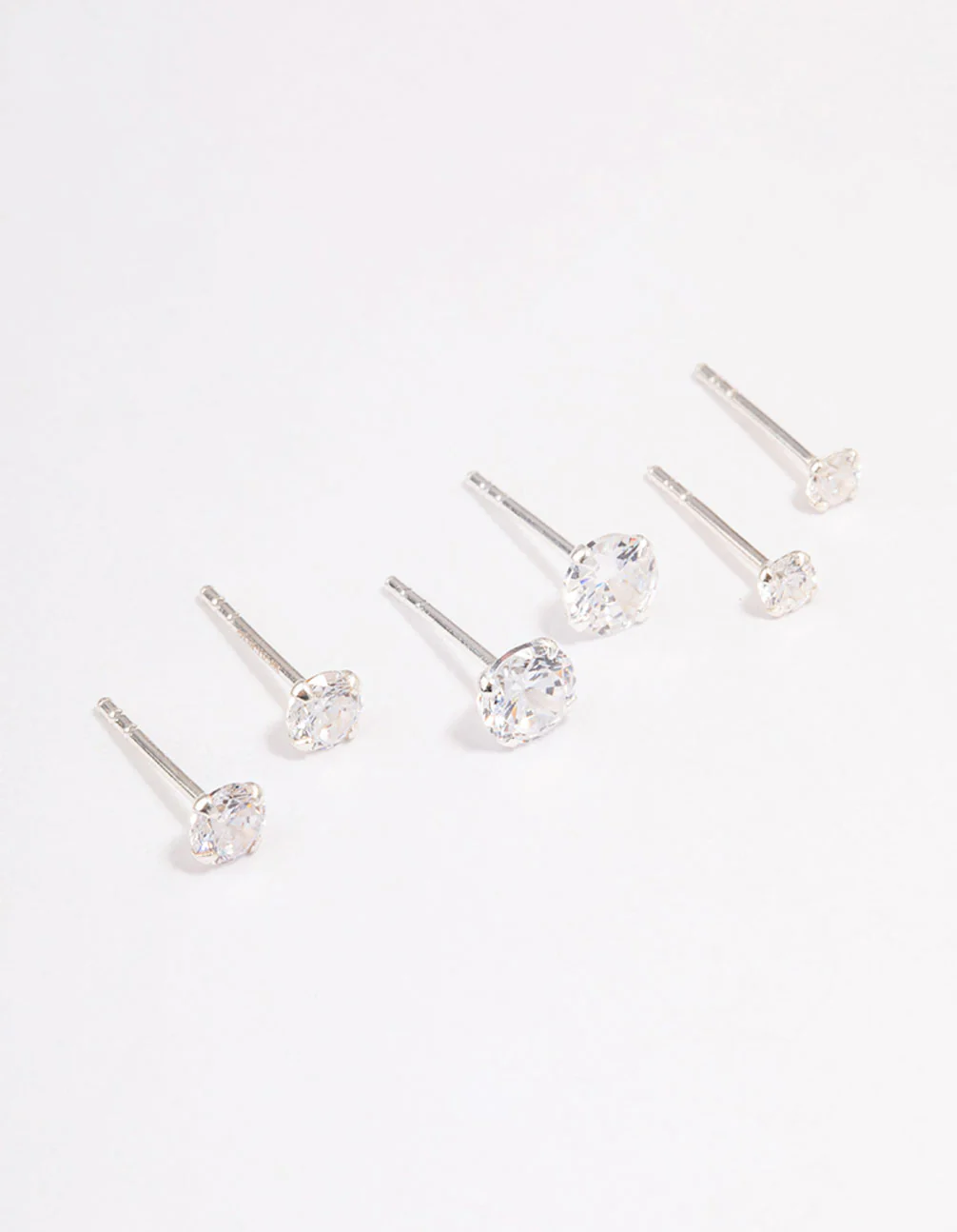 Sterling Silver Graduating Cubic Zirconia Earring 3-Pack