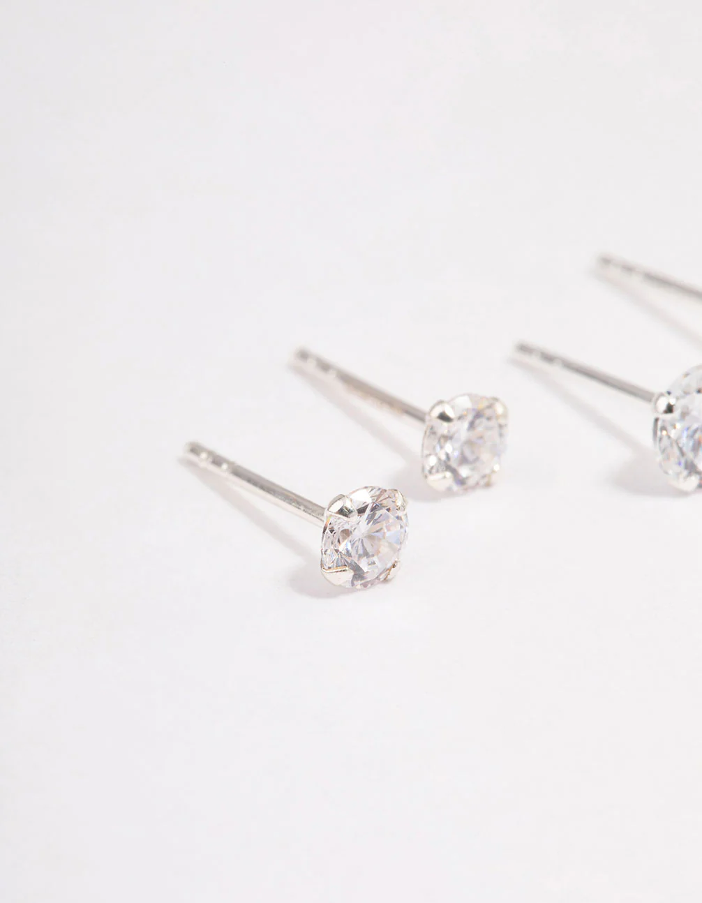 Sterling Silver Graduating Cubic Zirconia Earring 3-Pack - Image 2