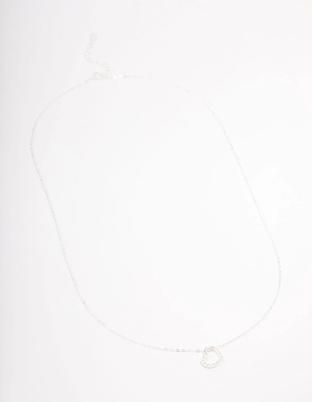 Sterling Silver Open Cubic Zirconia Heart Pendant Necklace - Image 3