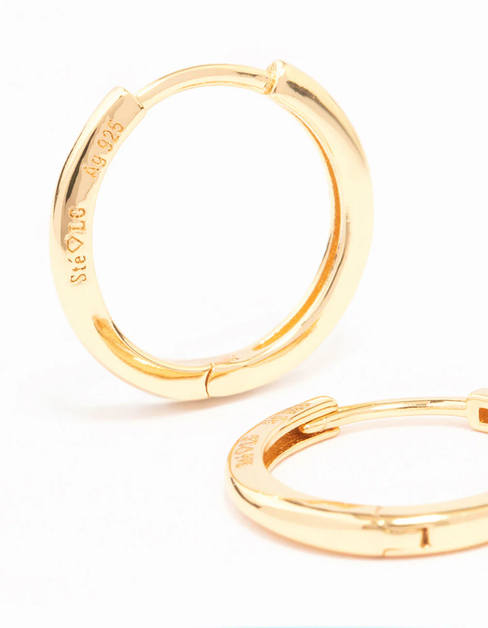 Gold Plated Sterling Silver Huggie Earrings 16mm - Image 3