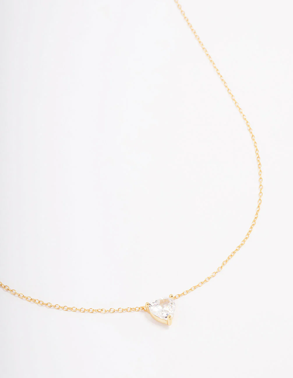 Gold Plated Sterling Silver Cubic Zirconia Heart Pendant Necklace